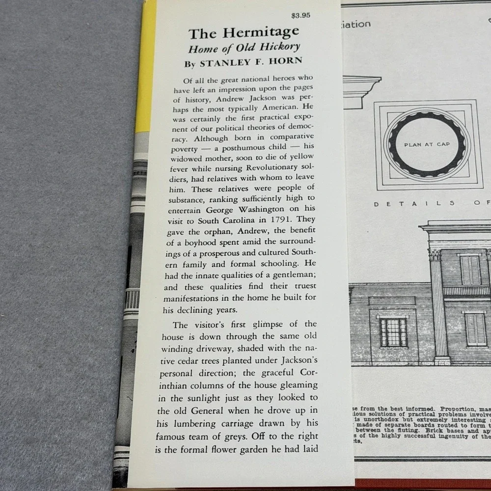 Vintage 1960 The Hermitage Home of Old Hickory Andrew Nashville Tennessee HC DJ